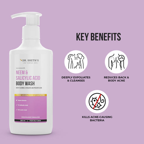 Dr. Sheth's Neem and Salicylic Acid Body Wash 250ml